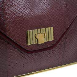 Pre Owned Chloe Burgundy Python Medium Sally Shoulder Bag