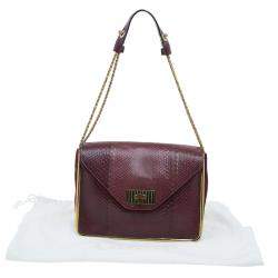 Pre Owned Chloe Burgundy Python Medium Sally Shoulder Bag