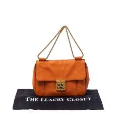 Pre Owned Chloe Orange Leather Medium Elsie Shoulder Bag