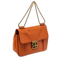 Pre Owned Chloe Orange Leather Medium Elsie Shoulder Bag