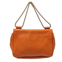 Pre Owned Chloe Orange Leather Medium Elsie Shoulder Bag