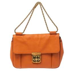 Pre Owned Chloe Orange Leather Medium Elsie Shoulder Bag