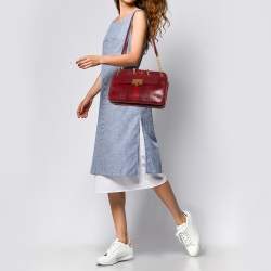 Pre Owned Chloe Maroon Python Embossed Leather Shoulder Bag