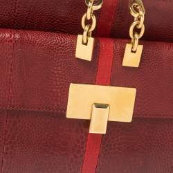 Pre Owned Chloe Maroon Python Embossed Leather Shoulder Bag