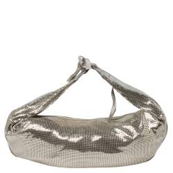 Pre Owned حقيبة هوبو كلوى شينمايل جلد وشبك معدن فضية