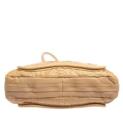 Pre Owned حقيبة كتف كلوي باراتي جلد أسود وجلد ثعبان كريمي و بيج كبيرة