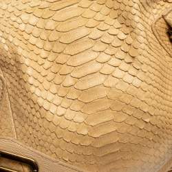 Pre Owned حقيبة كتف كلوي باراتي جلد أسود وجلد ثعبان كريمي و بيج كبيرة