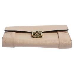 Pre Owned Chloe Pink Powder Leather Elsie Continental Wallet