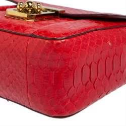 Pre Owned Chloe Red Python Small Elsie Shoulder Bag