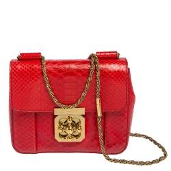 Pre Owned Chloe Red Python Small Elsie Shoulder Bag
