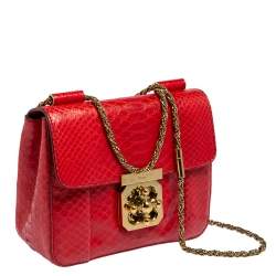 Pre Owned Chloe Red Python Small Elsie Shoulder Bag