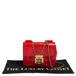 Pre Owned Chloe Red Python Small Elsie Shoulder Bag