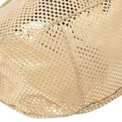 Pre Owned Chloe Metallic Gold/Beige Checkered Leather Ethel Satchel