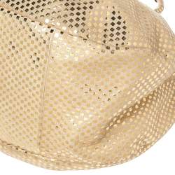 Pre Owned Chloe Metallic Gold/Beige Checkered Leather Ethel Satchel