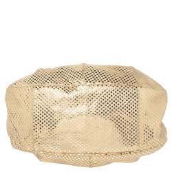 Pre Owned Chloe Metallic Gold/Beige Checkered Leather Ethel Satchel