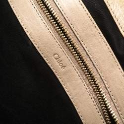 Pre Owned Chloe Metallic Gold/Beige Checkered Leather Ethel Satchel