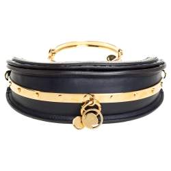 Pre Owned حقيبة كروس كلوي مينوديار سوار نايل صغير جلد طباعة زهور أسود