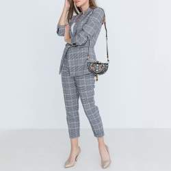 Pre Owned حقيبة كروس كلوي مينوديار سوار نايل صغير جلد طباعة زهور أسود