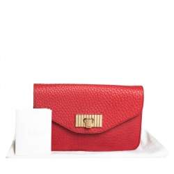 Pre Owned Chloe Red Pebbled Leather Sally Clutch