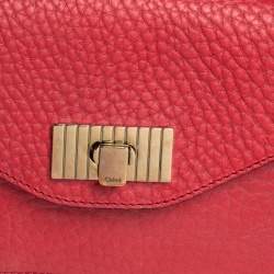 Pre Owned Chloe Red Pebbled Leather Sally Clutch