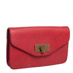Pre Owned Chloe Red Pebbled Leather Sally Clutch