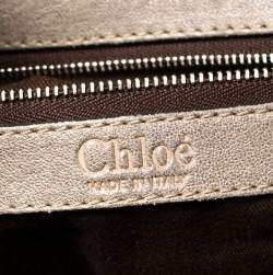 Pre Owned Chloe Olive Green/Grey Patent And Leather Double Pocket Paddington Satchel