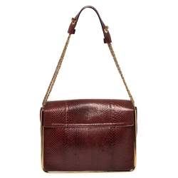 Pre Owned Chloe Burgundy Python and Suede Medium Sally Shoulder Bag