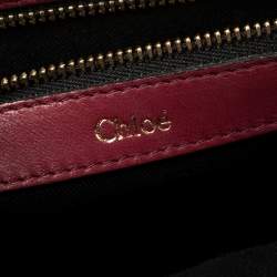 Pre Owned Chloe Burgundy Python and Suede Medium Sally Shoulder Bag