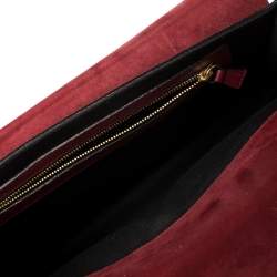 Pre Owned Chloe Burgundy Python and Suede Medium Sally Shoulder Bag