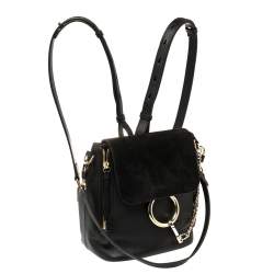Chloe Black Leather and Suede Small Faye Day Backpack