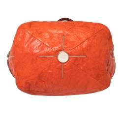 Pre Owned Chloé Orange/Burgundy Suede and Leather Colorblock Tassel Tote