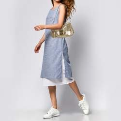 مملوكة مسبقًا حقيبة كتف كلوي ألسي متوسطة جلد ثعبان ذهبي ميتالك