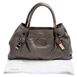 مملوكة مسبقًا حقيبة يد توتس كلوي فيكتوريا جلد رصاصي