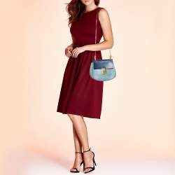 مملوكة مسبقًا Chloe Two Tone Blue Leather Medium Drew Shoulder Bag