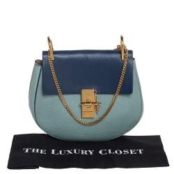 مملوكة مسبقًا Chloe Two Tone Blue Leather Medium Drew Shoulder Bag