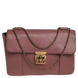 Pre Owned Chloe Old Rose Leather Large Elsie Shoulder Bag