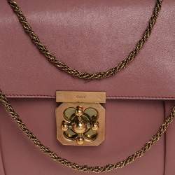 Pre Owned Chloe Old Rose Leather Large Elsie Shoulder Bag