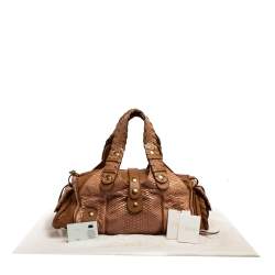 Pre Owned Chloe Beige/Brown Python and Leather Silverado Satchel