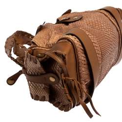 Pre Owned Chloe Beige/Brown Python and Leather Silverado Satchel