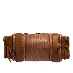 Pre Owned Chloe Beige/Brown Python and Leather Silverado Satchel