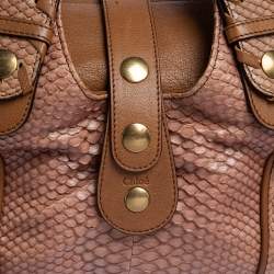Pre Owned Chloe Beige/Brown Python and Leather Silverado Satchel