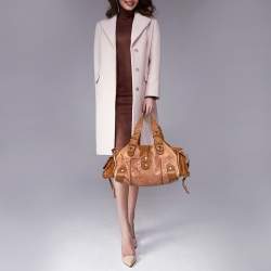 Pre Owned Chloe Beige/Brown Python and Leather Silverado Satchel