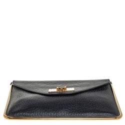 Pre Owned Chloe Black Pebbled Leather Sally Envelope Clutch