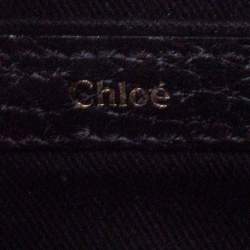 Pre Owned Chloe Black Pebbled Leather Sally Envelope Clutch