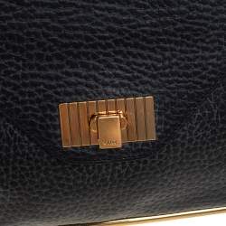 Pre Owned Chloe Black Pebbled Leather Sally Envelope Clutch