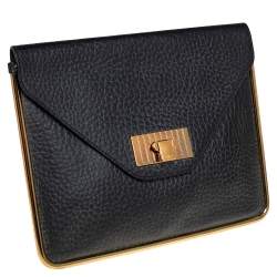 Pre Owned Chloe Black Pebbled Leather Sally Envelope Clutch