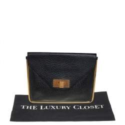 Pre Owned Chloe Black Pebbled Leather Sally Envelope Clutch