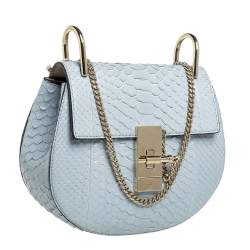 مملوكة مسبقًا Chloé Fresh Blue Python Small Drew Shoulder Bag
