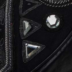 Pre Owned Chloe Black Leather Embellished Crescent Hobo