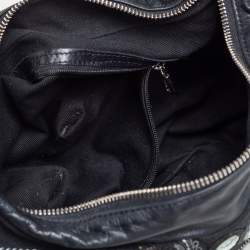 Pre Owned Chloe Black Leather Embellished Crescent Hobo